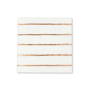 Daydream Society - Rose Gold Frenchie Striped Petite Napkins - Pack of 16 Paper Napkins - 1 of 2