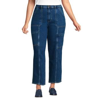 Lands' End Women's Denim High Rise Utility Cargo Ankle Jeans