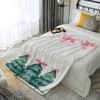 1-Pack Soft Flannel Christmas Tree Blanket with Pink Bows & Pine Cone Pattern, Green & White Bedspread, Christmas Gift. - 3 of 4