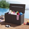 Costway 100 Gal Outdoor Storage Box Lockable Patio Bin & Bench for Gardening Tools Black/Grey/Brown - 2 of 4