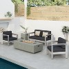 GDFStudio Rinehart Outdoor Aluminum 4 Seater Chat Set with Fire Pit - 2 of 4