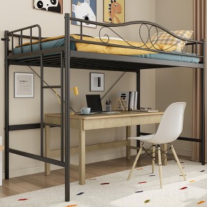 Loft Bed Twin Size with Ladder & Full Safety Guardrail, 400 Lbs Load Capacity, Space-Saving, Noise Free, No Box Spring Needed, Easy Assembly - 1 of 4