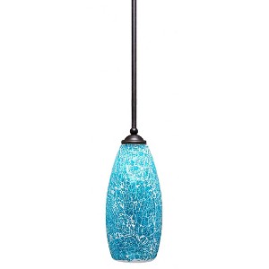 Toltec Lighting Zilo 1 - Light Pendant in  Dark Granite with 5.5" Turquoise Fusion Shade - 1 of 1