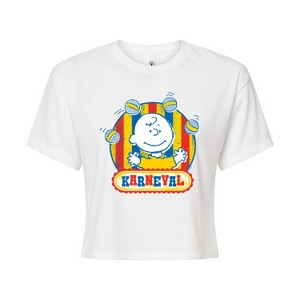 Women's - Peanuts - Charlie Brown Karneval Cropped Graphic T-Shirt - 1 of 4