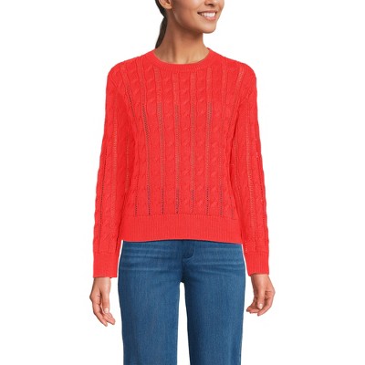 Lands' End Women's Drifter Cable Pointelle Stitch Sweater