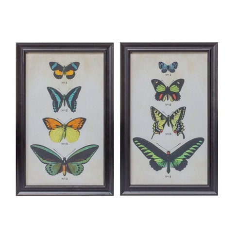 Melrose Framed Encyclopedia Butterfly Print (Set of 2) - image 1 of 4