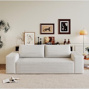 Modern  Velvet Corduroy Sofa, Deep Seat Soft Lounge Couch, Wide Armrest Textured Fabric Sofas for Living Room - 1 of 4
