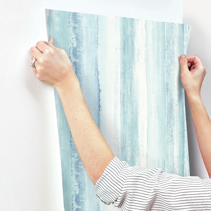 RoomMates Watercolor Stripe Peel &#38; Stick Wallpaper Blue, 5 of 7