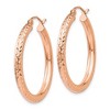 Black Bow Jewelry 3mm x 30mm 14k Rose Gold Large Diamond-Cut Round Hoop Earrings - 2 of 4