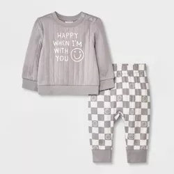 Baby Boys' 2pc Graphic Sweatshirt with Sweatpants - Cat & Jack™ Gray