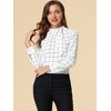 INSPIRE CHIC Women's Bow Tie Neck Keyhole Back Grid Checks Office Work Blouses - 3 of 4