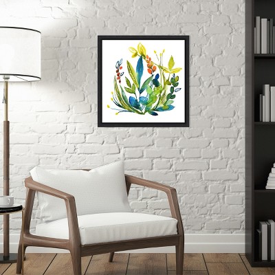 Vibrant Botanical Garden Framed Canvas Wall Art 16 x 16-in