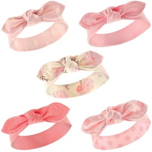Hudson Baby Infant Girl Cotton Headbands 5pk, Boho Flower, 0-24 Months - 1 of 4