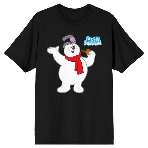 Frosty The Snowman Waving Men's Black Tshirt - 1 of 1