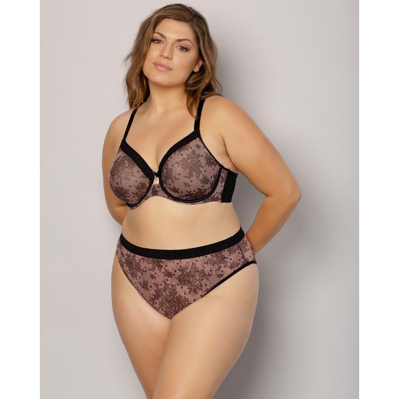Curvy Couture Womens Sheer Mesh Full Coverage Unlined Underwire Bra, 4 of 4