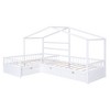 NicBex Twin Size Platform Bed 120" L Modern House-Shaped Pine Bed Frame with 3 Drawers and L-Shaped Beds for Bedroom, No Box Spring Required, White - 3 of 4