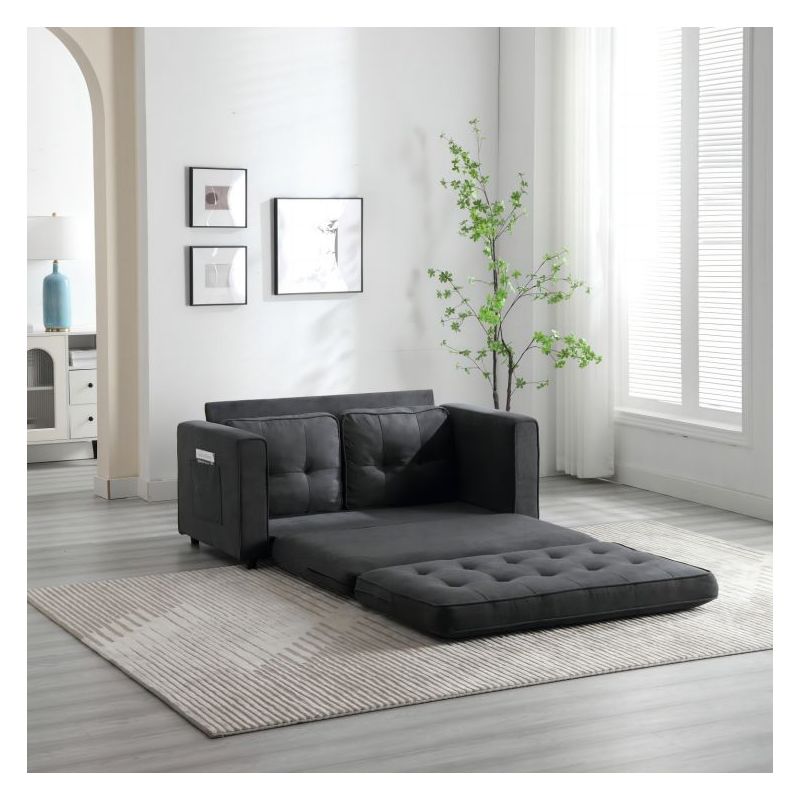 Convertible Folding Futon Sofa Bed, Dark Gray - ModernLuxe, 3 of 13