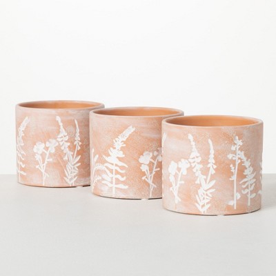Sullivans Terracotta Herb Ceramic Planter Set of 3, 4.5"H Brown