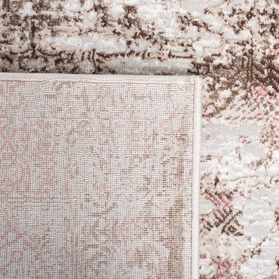 Beige & Pink Hand-Knotted Chic Synthetic Area Rug - 2'x7'