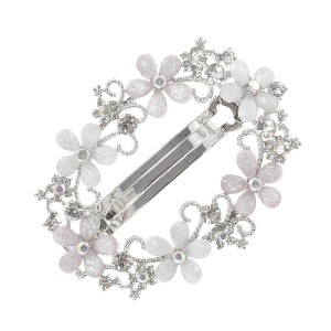 Unique Bargains Hollow Flower French Barrette Hair Clips Black White Pink 1 Pc - 1 of 4