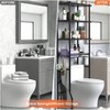 4 - Tier Over - Toilet Storage Rack Bathroom Organizer Shelf with Waterproof Feet Pad and Basket Black Multifunctional Space Saver - 4 of 4