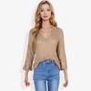 Anna-Kaci Women's Lightweight Knit Top with Notch Neck and Rolled Cuffs - 4 of 4