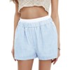 EXLURA Women's Stripe Print Exposed Boxer Shorts Elastic High Waisted Wide Leg Y2K Workout Gym Shorts - 3 of 4