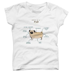 Girl's Design By Humans Anatomy of a Pug By SophieCorrigan T-Shirt - 1 of 3