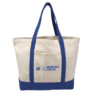 CUNY Graduate Center Primary Logo Canvas Tote Bag With External Pocket, Reusable Shoulder Bag for Shopping, School, Beach - 1 of 4