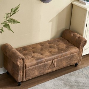 CAVINAS Rectangle Storage Ottoman Bench,Upholstered Ottoman with Fashion Rivets for Living Room,Bedroom - 1 of 4