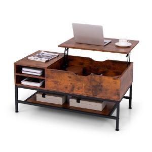 Tangkula Lift Top Coffee Table w/ Hidden Compartment & Removable Storage Shelf Metal Frame - 1 of 4