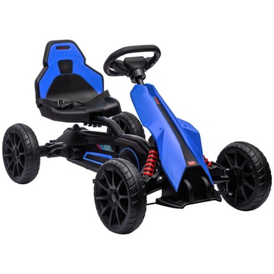 Aosom Kids Pedal Go Kart, Outdoor Ride on Toys w/ Adjustable Seat, Swing Axle, Handbrake, EVA Wheels, for Boys and Girls Aged 3-8 Years Old