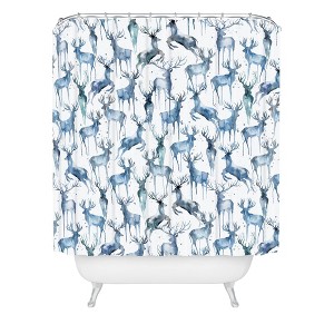 Ninola Design Watercolor Deer Christmas Shower Curtain - Deny Designs - 1 of 3