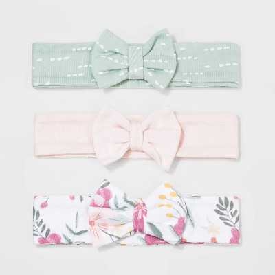 Image of Baby Girls' 3pk Meadow Hairband - Cloud Island™ Pink Newborn