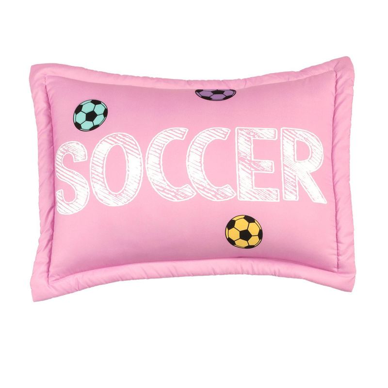 Kids' Girls Soccer Kick Reversible Oversized Comforter Bedding Set - Lush Décor, 6 of 8