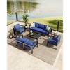 Aluminum Patio Furniture Set 7 Seats, 5 PCS Outdoor Sectional Conversation Set with 4" Wide Armrest - 3 of 4
