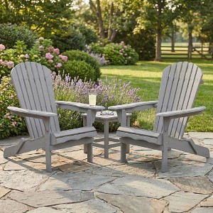 Set of 2 Folding Wooden Adirondack Chairs, Weather-Resistant Cedar