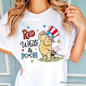 Red White & Proud T-Shirt, Patriotic 4th of July Celebration Pooh Bear Tee| OrnamentallyYou - 1 of 4
