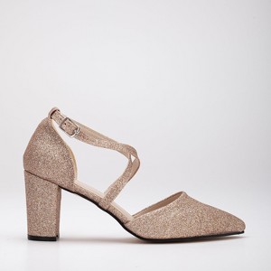 Sina - Rose Gold Glitter Bridal Heels | Forever & Always Shoes - 1 of 4