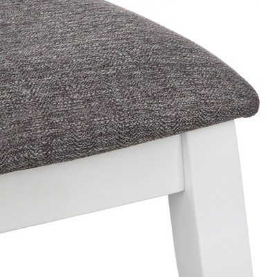 Set of 2 White Linen Upholstered Side Chairs with Wood Frame