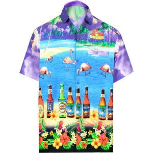 LA LEELA Men's Hawaiian Shirts Short Sleeve Button Down Shirt Mens Holiday Shirts Summer Beach Casual Aloha Tropical Shirts Funny - 1 of 4