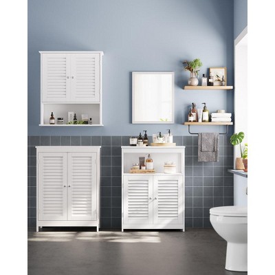 White MDF Living Room Cabinet with Adjustable Shelving