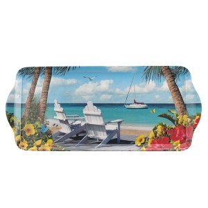 Pimpernel In The Sunshine Sandwich Tray - Rectangular Melamine Snack Tray with Colorful Garden Design - Dishwasher Safe Serving Platter - 1 of 4