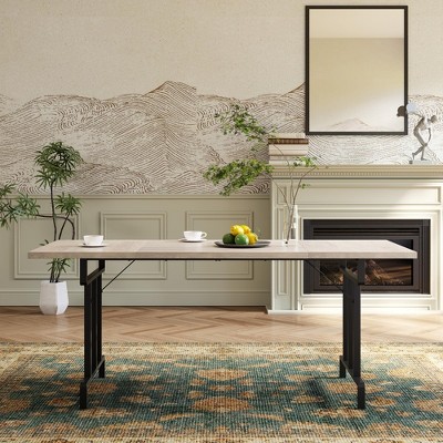 Dining Table for 6, Iron Construction, Industrial Farmhouse Kitchen Table Set