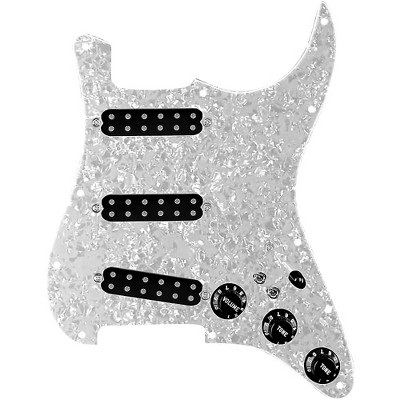 920d Custom Polyphonic Loaded Pickguard for Strat With Black Pickups & Knobs, and S7W-2T Wiring Harness White Pearl