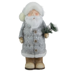 Northlight Ceramic Santa Holding Pine Sprig Christmas Figure - 18" - 1 of 4