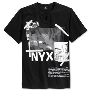 I.N.C International Concepts Mens NYX Split Graphic T-Shirt, Black, Medium - 1 of 1