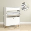 KTMBDW Fluted Shoe Cabinet Storage with 2 Flip Drawers and &1 Drawer, Free Standing Wooden Shoe Storage Organizer Cabinet for Entryway, Hallway - 4 of 4