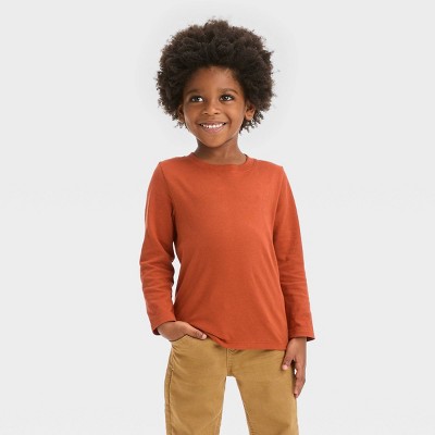 Image of Toddler Boys' Long Sleeve Solid T-Shirt - Cat & Jack™ Orange 12M
