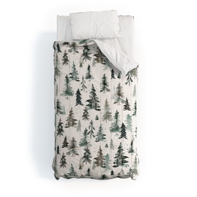Ninola Design Winter Snow Trees Forest Neutral Comforter + Pillow Sham(s) - Deny Designs